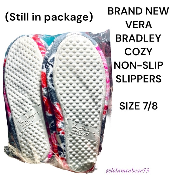 VERA BRADLEY RUBBER NON-SLIP BOTTOM COZY COLORFUL SHERPA SLIPPERS,NEW IN PACKAGE - Picture 4 of 10